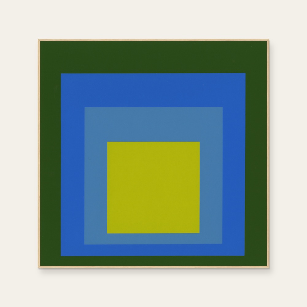 Homage to the Square(Amber Soul in Azure Forest) by Josef Albers, a square art print featuring abstract lines, in blue and green tones. Product image 2.