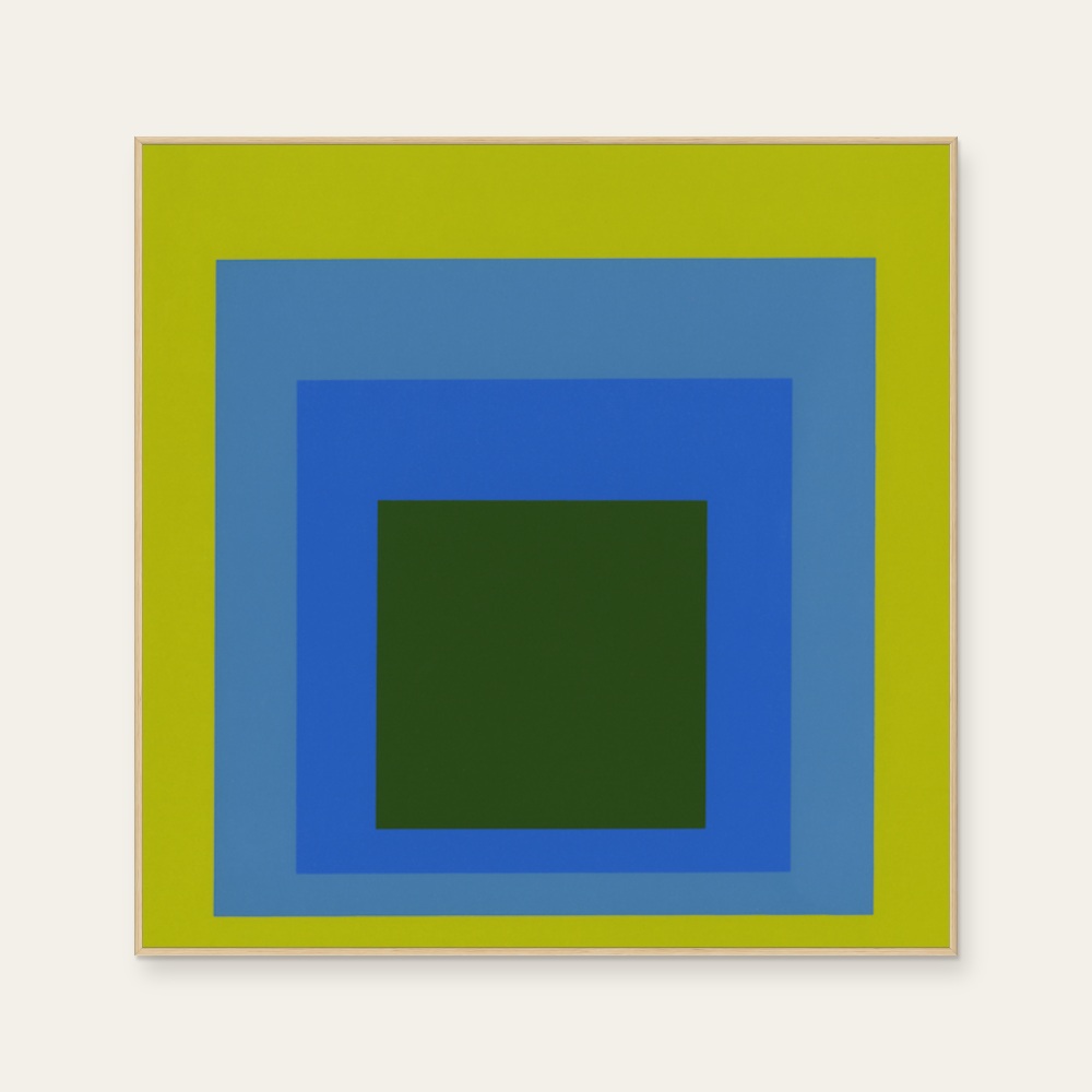 Josef Albers《Homage to the Square(Verdling Core)》：藍與綠色調，抽象線條題材，方形藝術掛畫。 產品圖片 2。