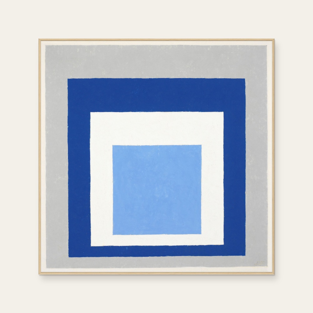 Josef Albers《Homage to the Square(Winter Dimensions)》：藍色調，抽象線條題材，方形藝術掛畫。 產品圖片 2。