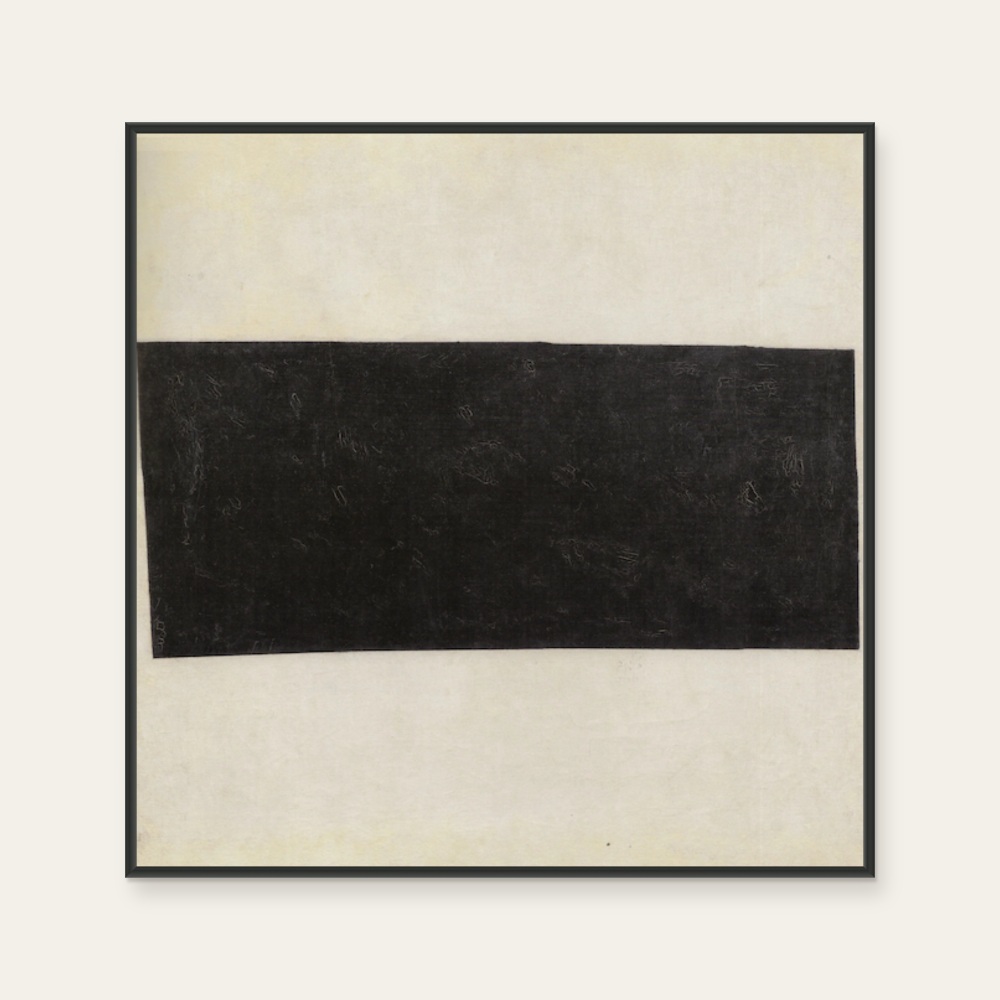 卡濟米爾·馬列維奇《Pictorial Masses in Two Dimensions in a State of Rest》：黑白與奶茶／棕色調，抽象線條題材，方形藝術掛畫。 產品圖片 2。