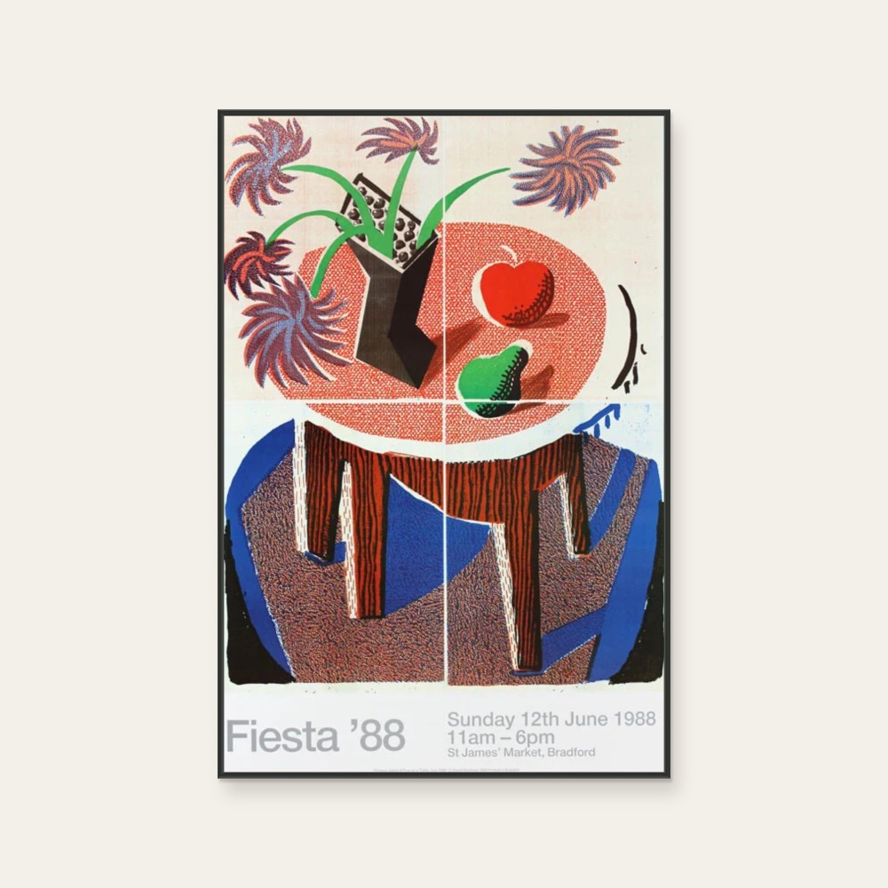 David Hockney《Fiesta '88 (Bradford Festival)》：多彩色調，花卉植物與靜物題材，直幅海報。 產品圖片 2。