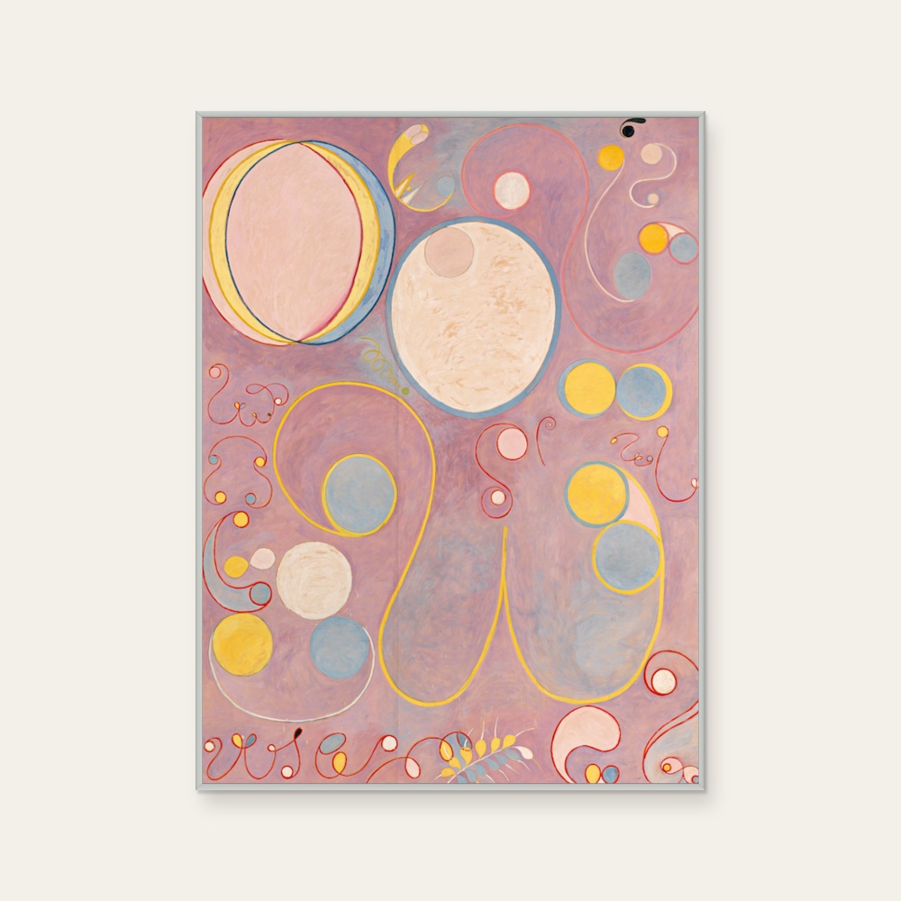 The Ten Largest, No. 8, Adulthood by Hilma af Klint, a vertical art print featuring abstract lines, in purple and pink tones. Product image 2.
