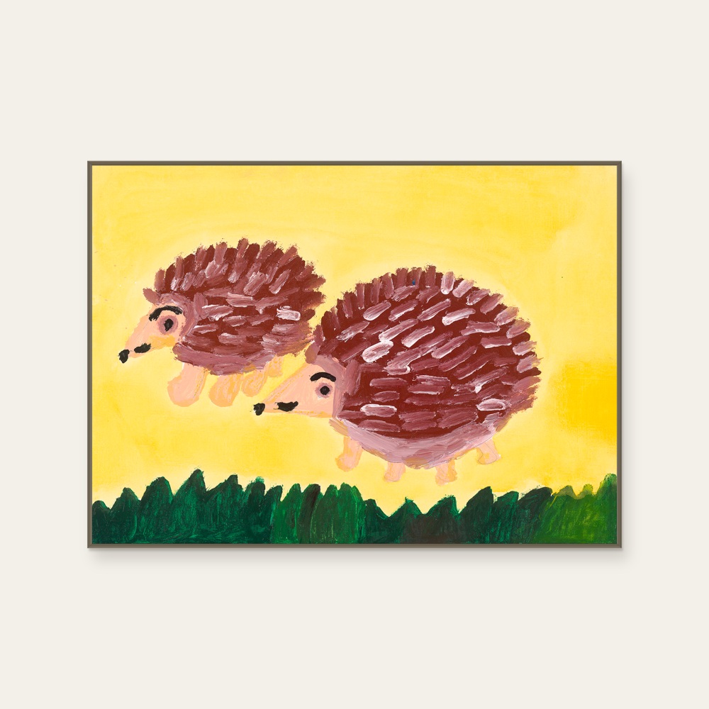 Little Oo's Color Palette · Animal Rhapsody-Hedgehog by Little Ou's Palette, a horizontal art print featuring animals, in yellow and cream / brown tones. Product image 2.