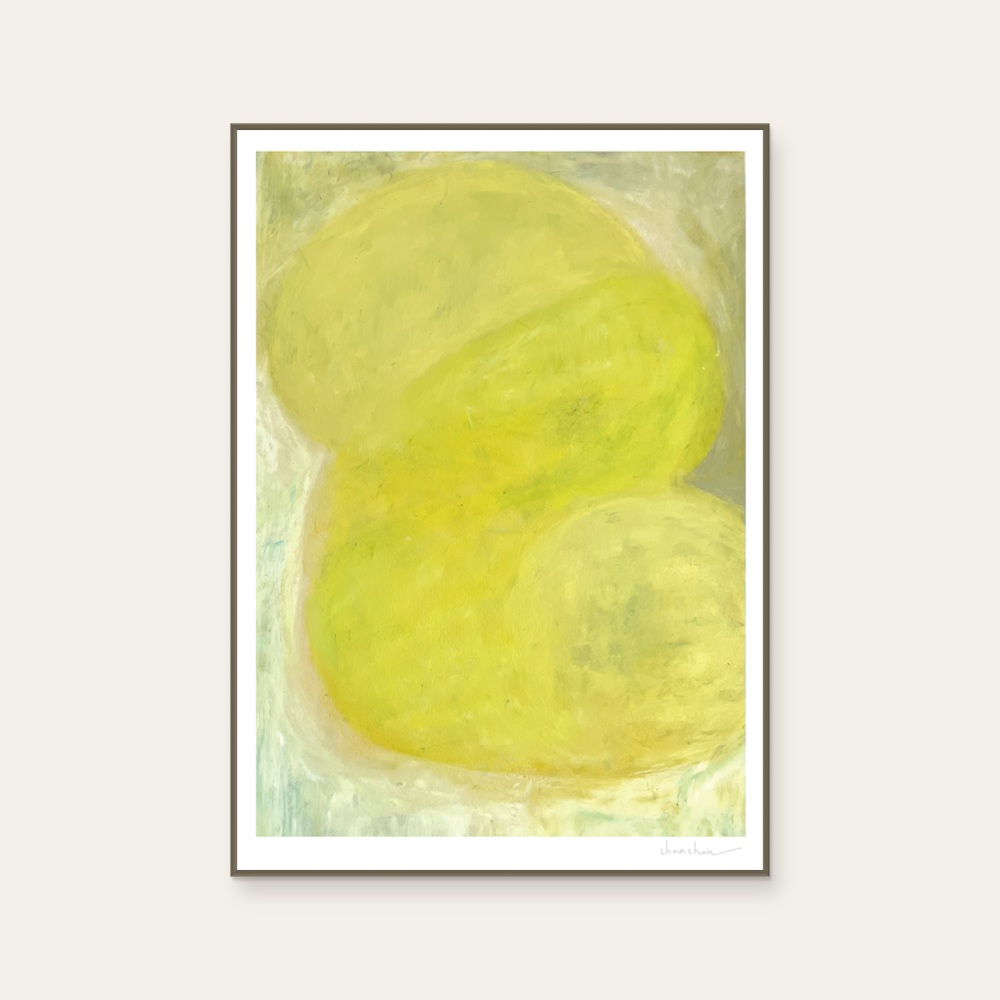 Juan juan · Chan Chan by ChanChan, a vertical art print featuring abstract lines, in yellow tones. Product image 2.