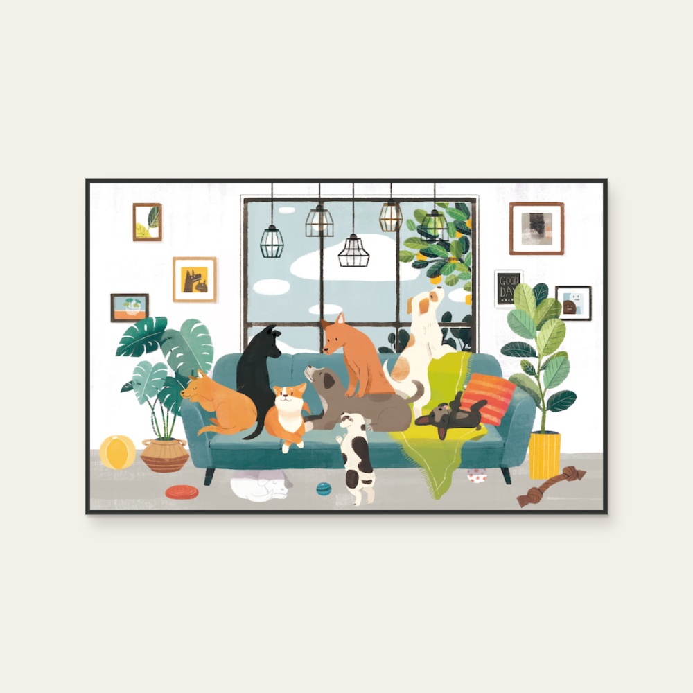 Waiting for you to come home – Dog (daytime version) by ABOO YANG, a horizontal art print featuring figures and animals, in multicoloured tones. Product image 2.