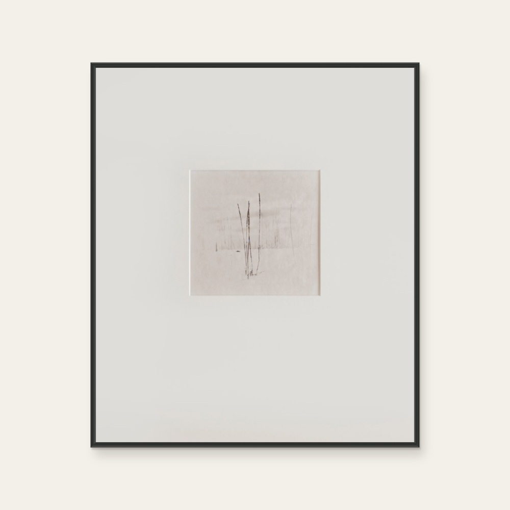 Dead grass on the snow #9 by Kino Koike, a vertical limited-edition artwork featuring natural landscapes and photographic and realistic imagery, in black and white tones.