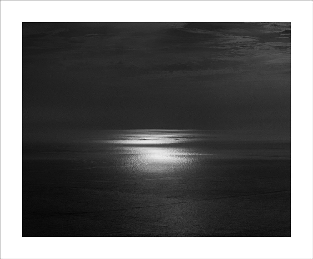 Seascapes - 250503 by aPo, a horizontal limited-edition artwork featuring natural landscapes and photographic and realistic imagery, in black and white tones. Artwork image.