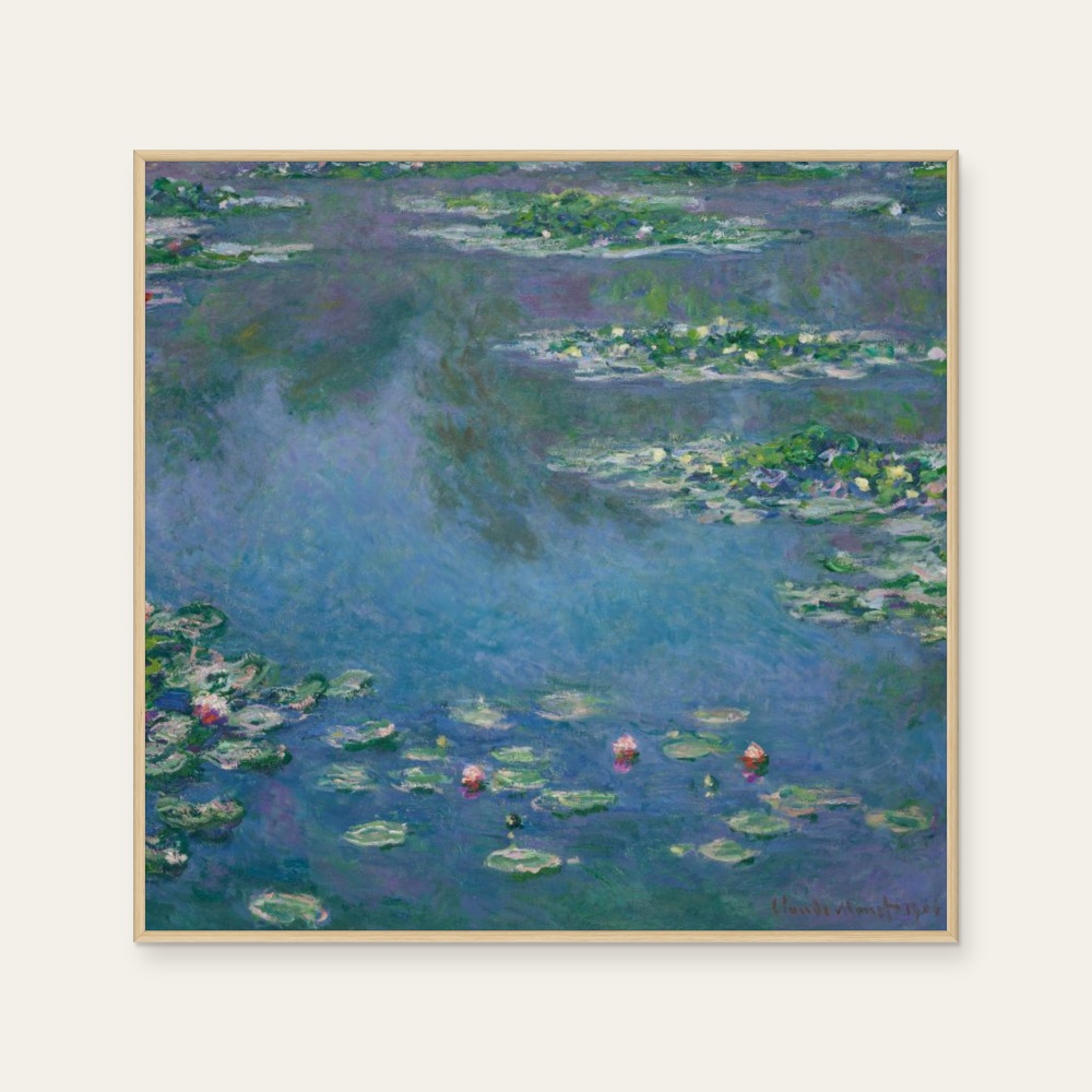 Water Lily Pond 1933 by Monet, a horizontal art print featuring flowers and still life and natural landscapes, in blue and teal tones. Product image 2.