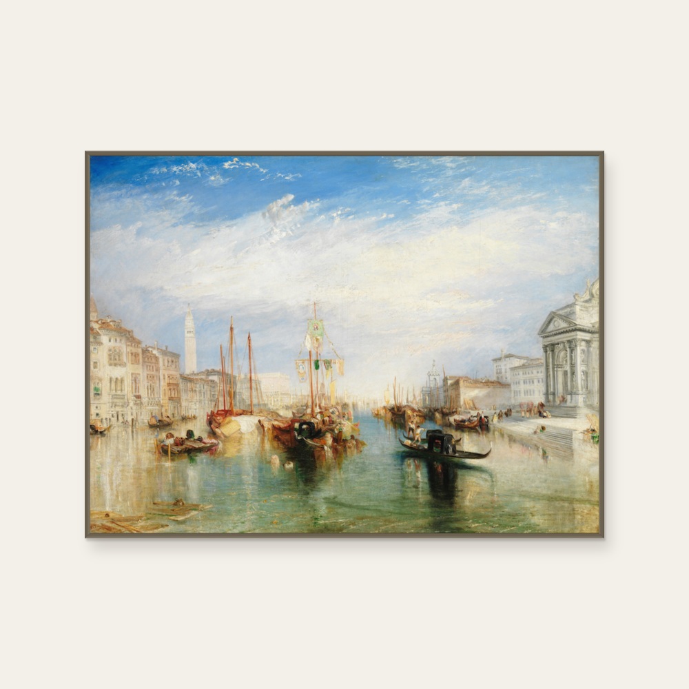 威廉·透納 William Turner《Venice, from the Porch of Madonna della Salute》：奶茶／棕與藍色調，自然風景題材，橫幅藝術掛畫。 產品圖片 2。