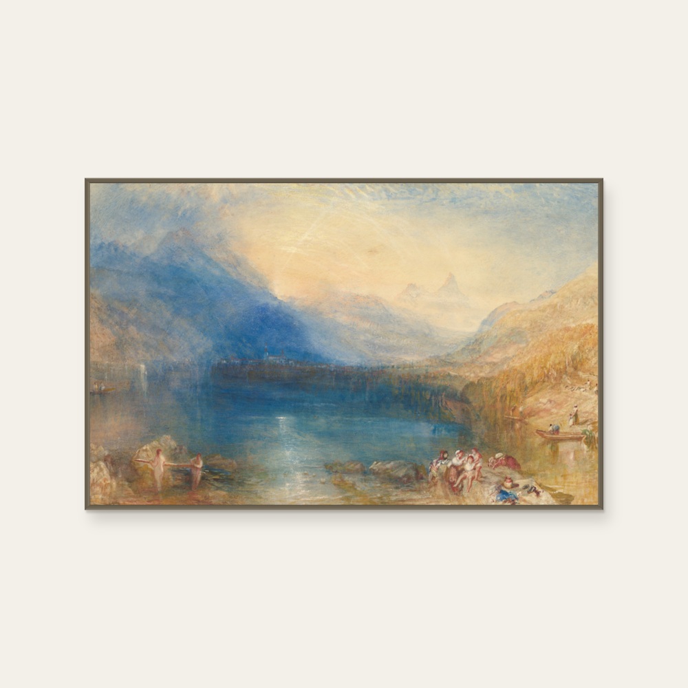 The Lake of Zug by William Turner, a horizontal art print featuring natural landscapes, in cream / brown and blue tones. Product image 2.