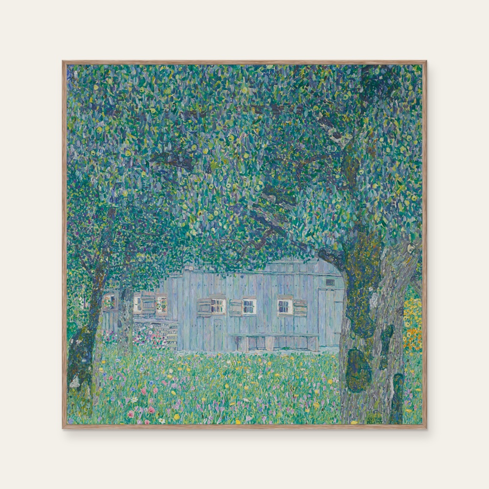 克林姆《魏森巴赫的林務員小屋 II（花園）》：綠與藍色調，花卉植物與靜物與自然風景題材，方形藝術掛畫。 產品圖片 2。