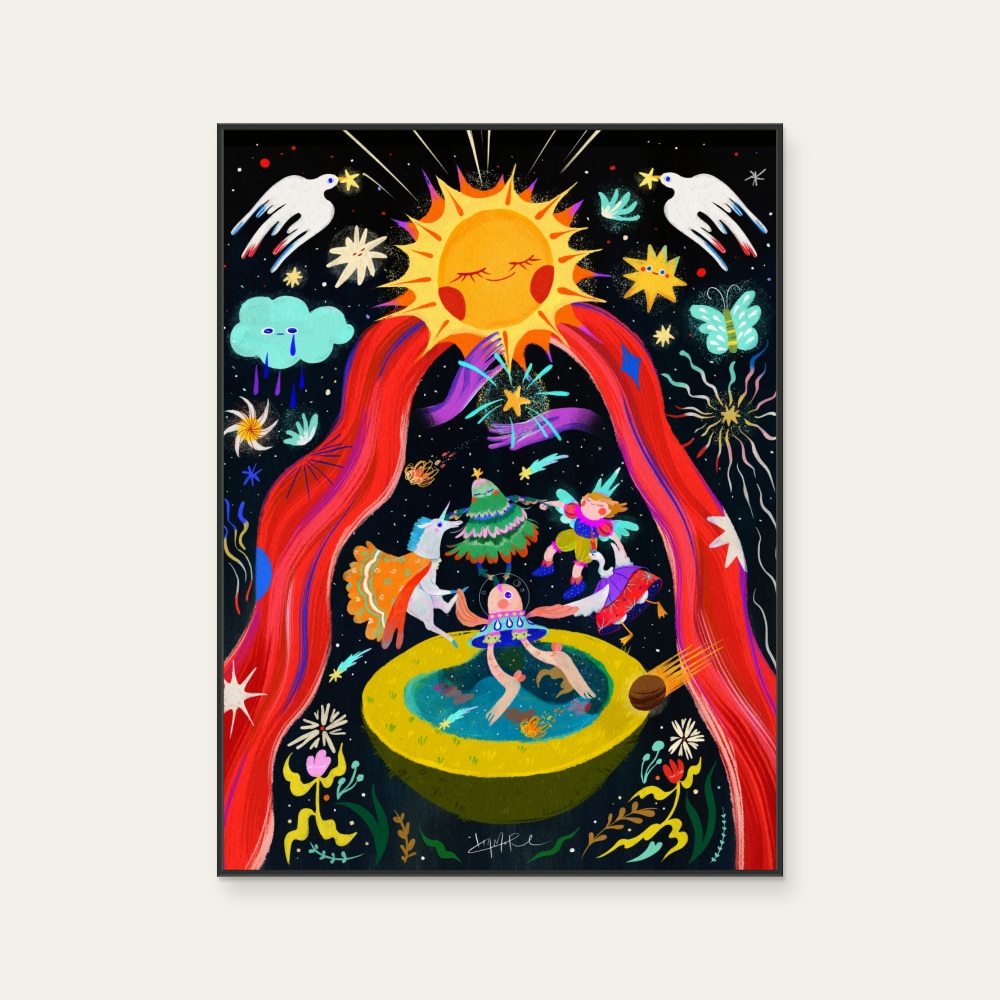 The Last Waltz by Humor Star, a vertical art print featuring animals, in multicoloured tones. Product image 2.