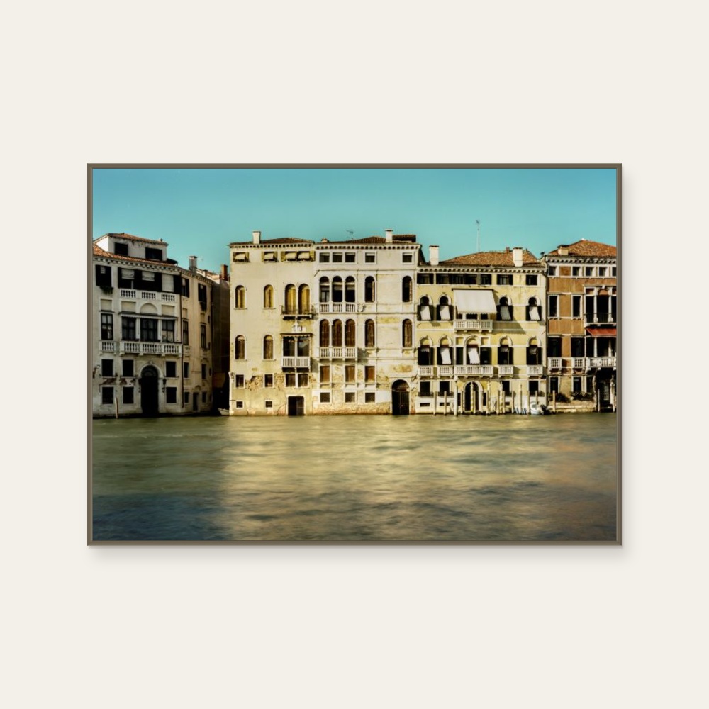 Venice 01 by Zhang Jinghuan, a horizontal art print featuring architecture and objects and photographic and realistic imagery, in cream / brown and teal tones. Product image 2.