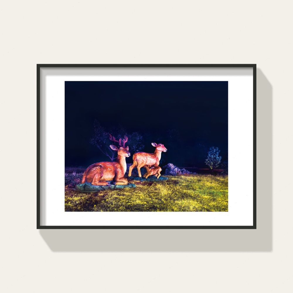 Luermen Deer by Peng Yihang, a horizontal limited-edition artwork featuring animals and photographic and realistic imagery, in black and white and blue tones. Cover image.