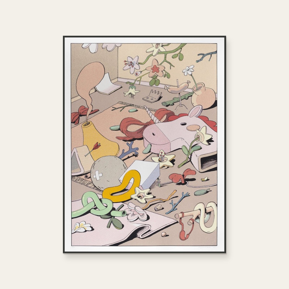 Wim Legrand《限量版畫 · 改變生活的整理魔法》：多彩色調，塗鴉與潮流與角色題材，直幅限量作品。 產品圖片 2。
