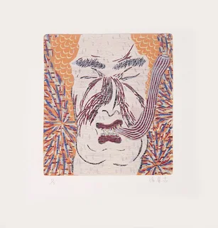 沐冉 Muran《限量版畫 · 沐冉Muran · 泉憩小品(六)》：粉紅與奶茶／棕色調，人物題材，直幅限量作品。 作品原圖。