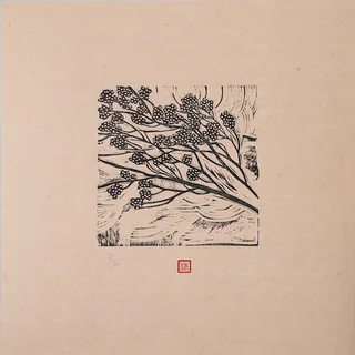Liangshanglihua by Muran, a square limited-edition artwork featuring flowers and still life, in black and white tones. Artwork image.