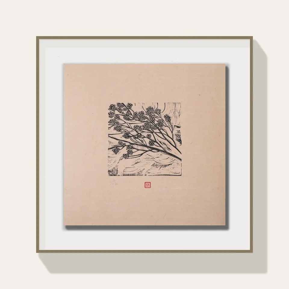 Liangshanglihua by Muran, a square limited-edition artwork featuring flowers and still life, in black and white tones. Cover image.