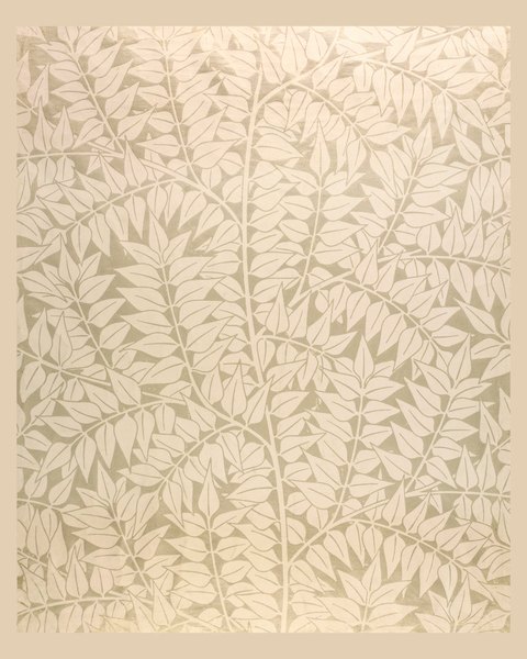 Flower Totem - Branches by William Morris, a vertical art print featuring flowers and still life, in cream / brown tones. Artwork image.
