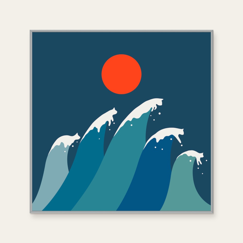 ilovedoodles|貓咪地景15-五貓衝浪 — 照片 1