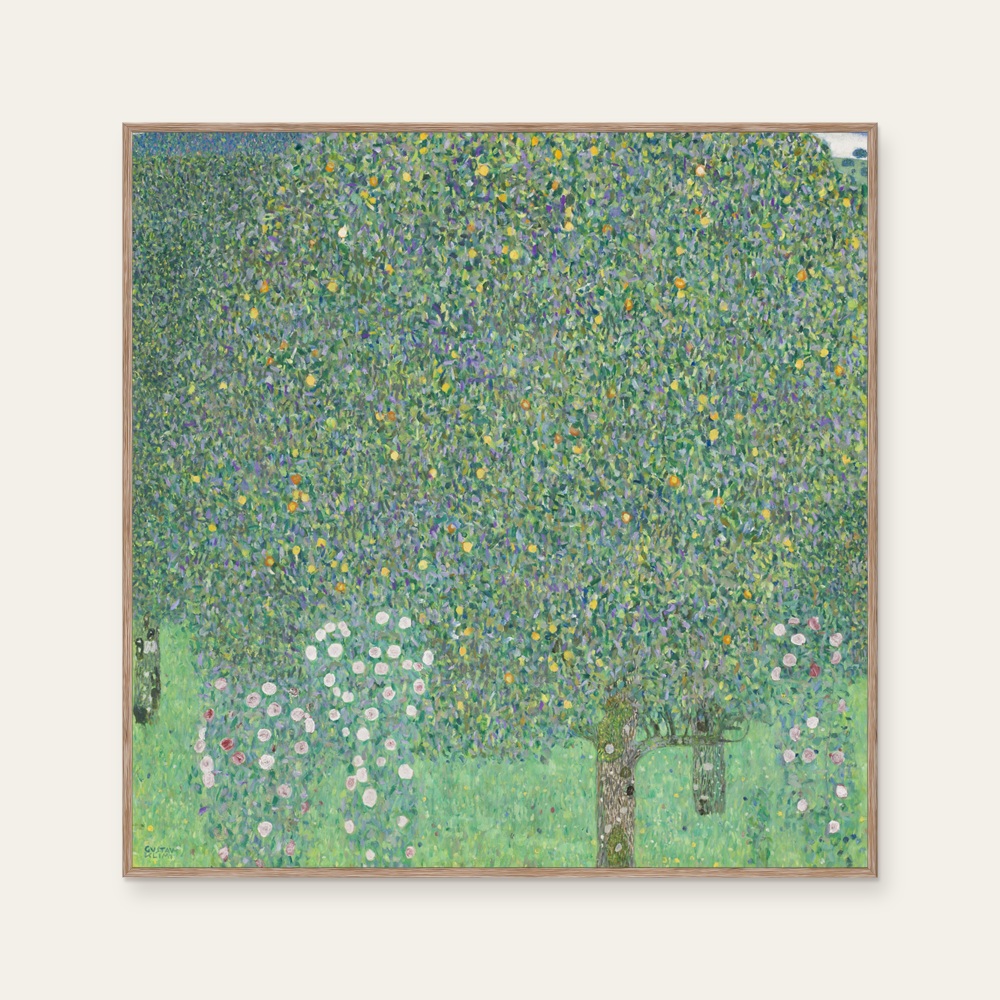 Roses under the Trees by Klimt, a square art print featuring flowers and still life and natural landscapes, in green tones. Product image 2.