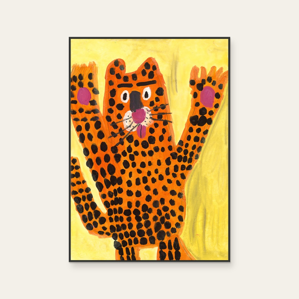 Little Oo's Color Palette · Animal Rhapsody-Tiger by Little Ou's Palette, a vertical art print featuring animals, in red / orange and yellow tones. Product image 2.